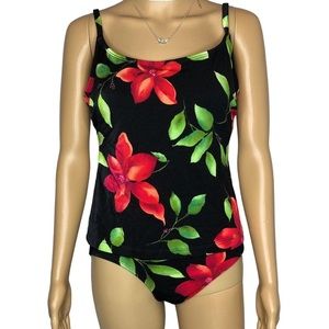 Longitude 90’s Vintage Bold Floral Tankini Swim Suit